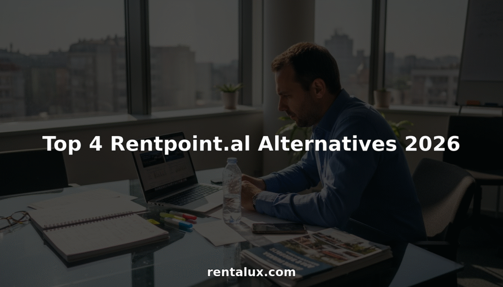 Man comparing car rental alternatives at desk