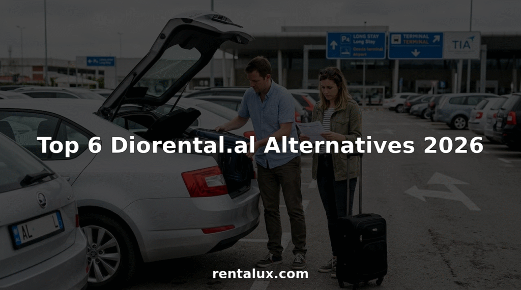 Travelers loading luggage into airport rental car